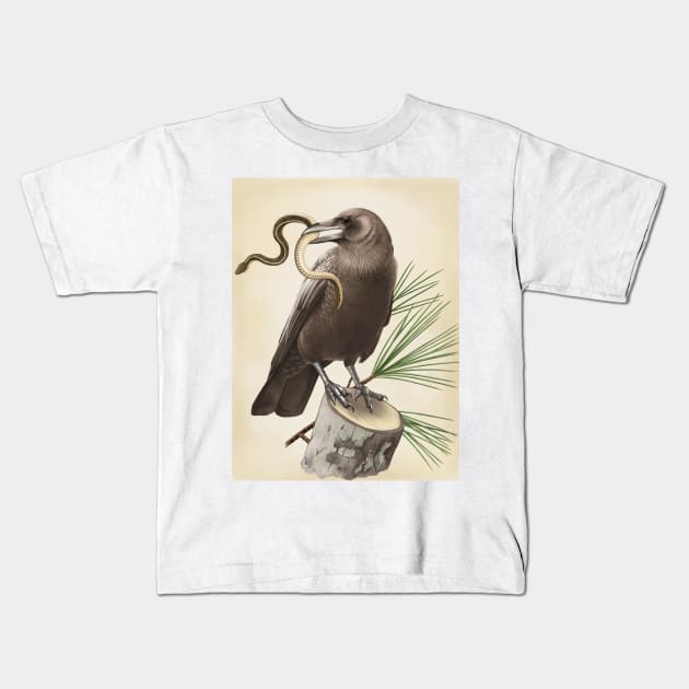 Leucistic Crow Kids T-Shirt by Alayna Paquette